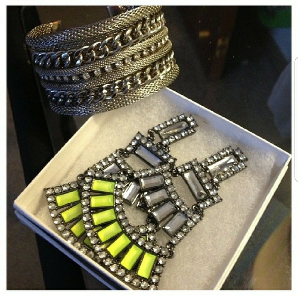 Neon yellow and black chandelier earring